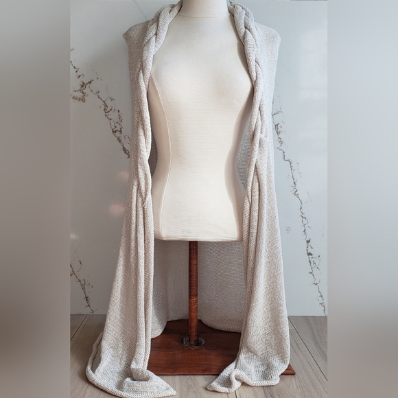 Additions by Chicos Cardigan Open Front Womens 2 Cream Elegant Draping Sleeves - Picture 1 of 6